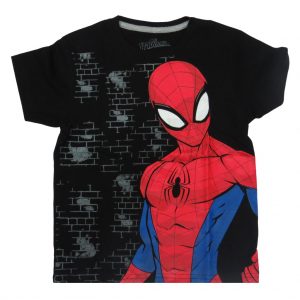 Polo negro manga corta Spiderman