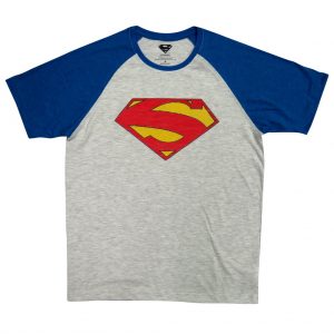 Polo gris manga azul Superman