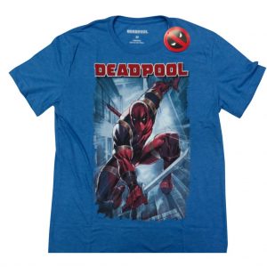 Polo manga corta celeste Deadpool rostro