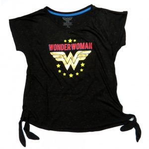 Polomanga corta negro Wonder Woman